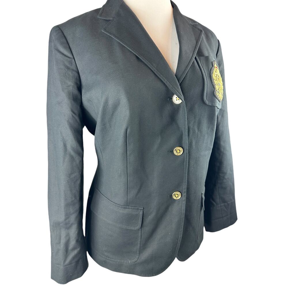 *Flawed Lauren Ralph Lauren Signature Patch Chest Crest Blazer Jacket Black 16W - Picture 11 of 16